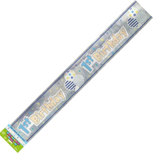 Picture of FOIL BLUE PATTERN BOY 1ST BIRTHDAY BANNER - 12FT